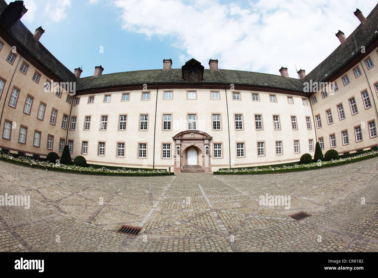 Cour intérieure, le château Schloss Corvey, ancienne abbaye, Hoexter, Suède, la région Rhénanie du Nord-Westphalie, Allemagne, Europe Banque D'Images