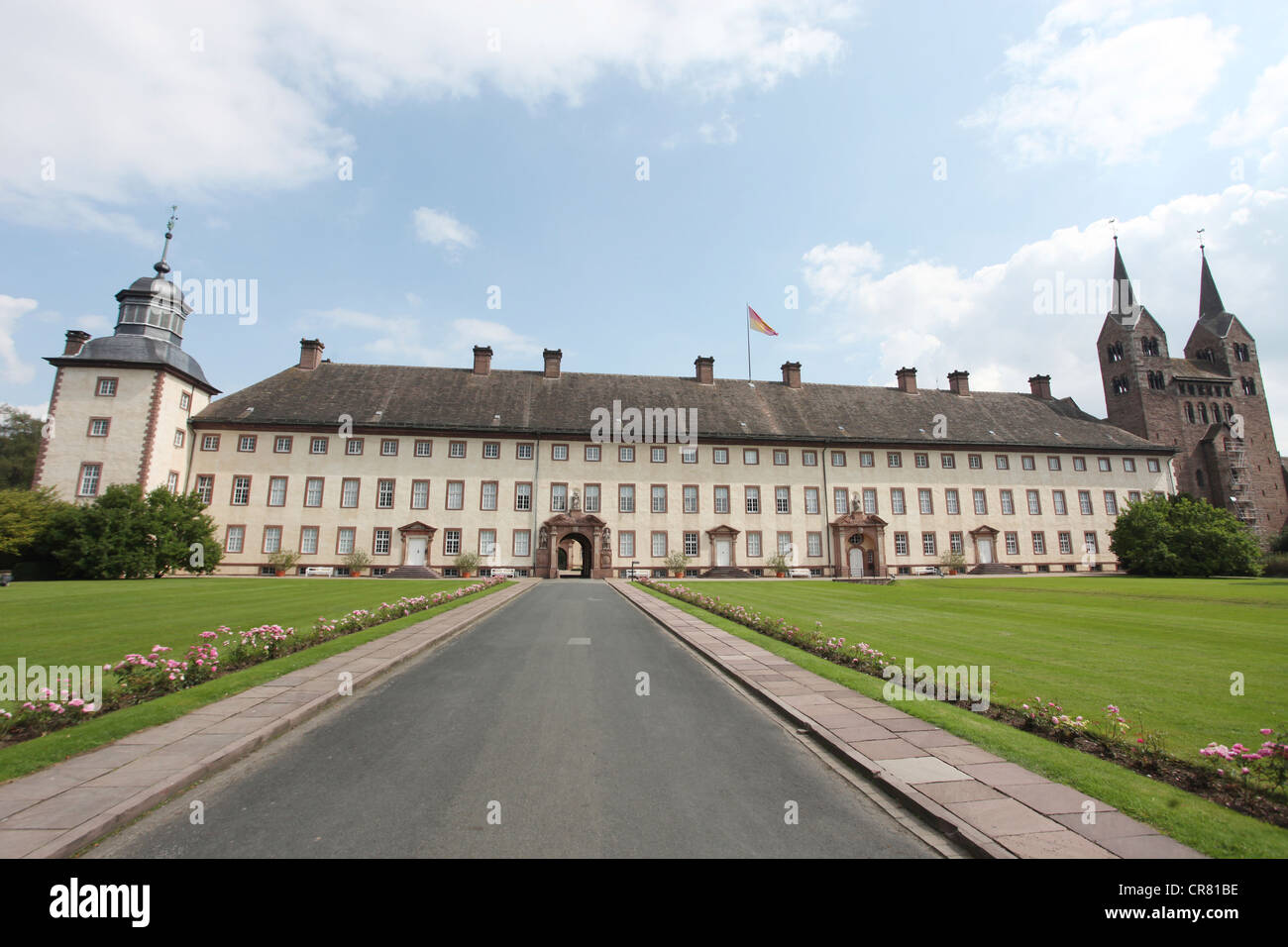 Le château Schloss Corvey, ancienne abbaye, Hoexter, Suède, la région Rhénanie du Nord-Westphalie, Allemagne, Europe Banque D'Images