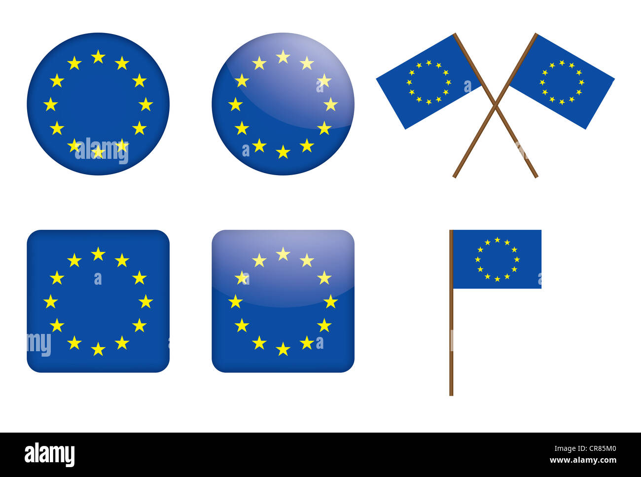 Set de badges avec drapeau de l'Union européenne illustration Banque D'Images