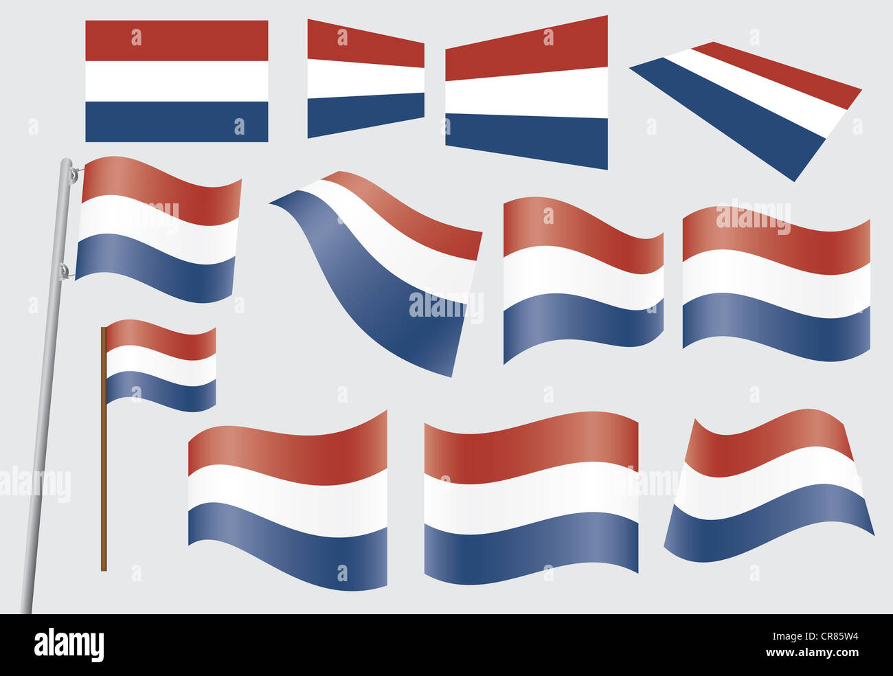 Ensemble de drapeaux du Royaume des Pays-Bas illustration Banque D'Images