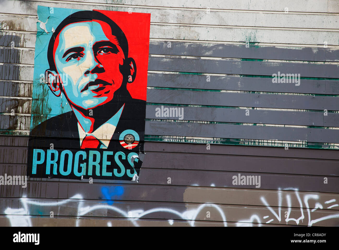 Poster du président Barrack Obama sur le mur nord de la Californie à San Francisco Banque D'Images