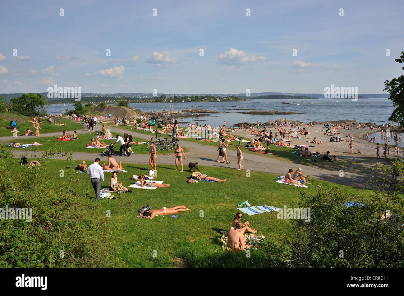 Huk plage de baignade au fjord d'Oslo, près de ville d'Oslo Banque D'Images