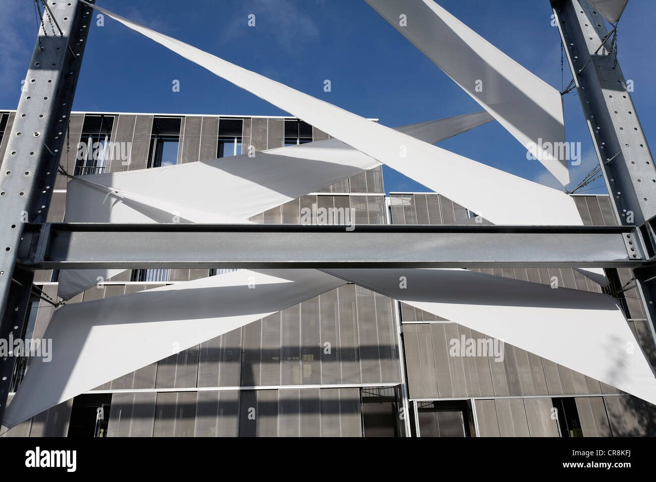 Segel Pavilion, exposition de la Faculté de Génie Civil, Bauhaus-University Weimar, Weimar, Thuringe, Allemagne, Europe Banque D'Images