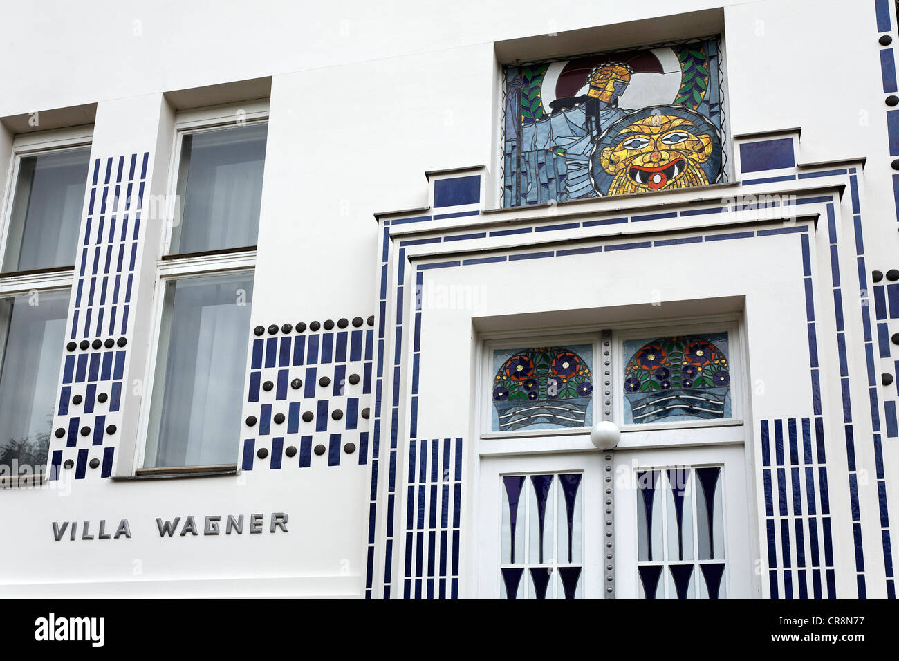 Entrée de la Villa Wagner II, chalet d'été de l'architecte Otto Wagner, l'Art Nouveau, Vienne, Autriche, Europe, PublicGround Banque D'Images