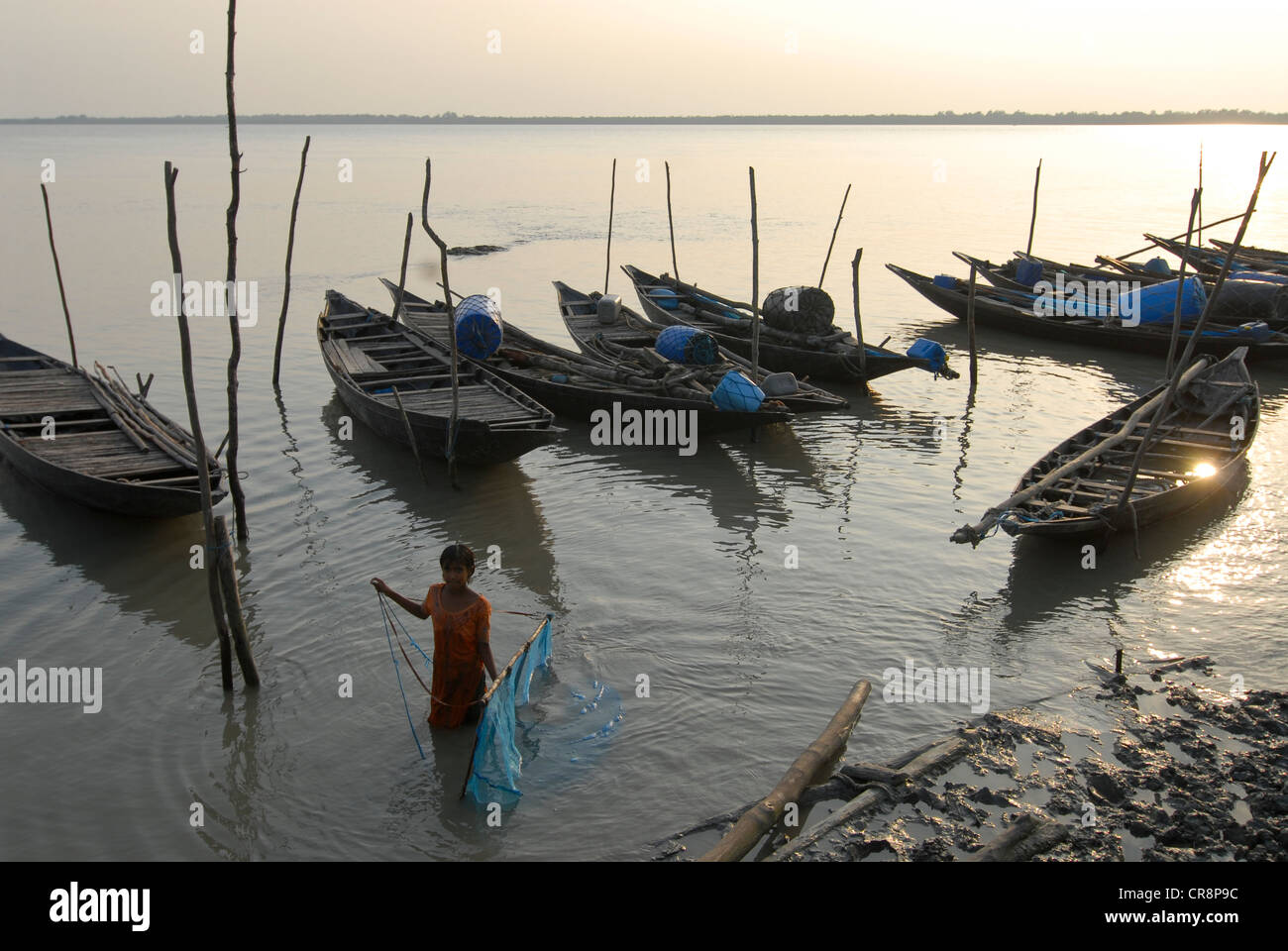 Le Bangladesh , Kalabogi Shibsha au village de la rivière à proximité du golfe du Bengale, les peuples sont plus touchés par le changement climatique Banque D'Images