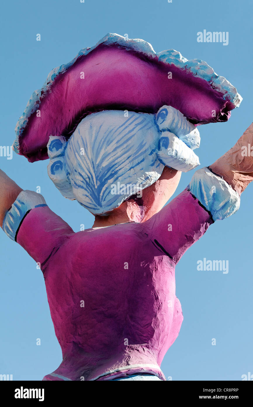 Prinzengarde dancer, papier mâché, figure à l'Rosenmontagszug char défilé du Carnaval 2011, Düsseldorf Banque D'Images