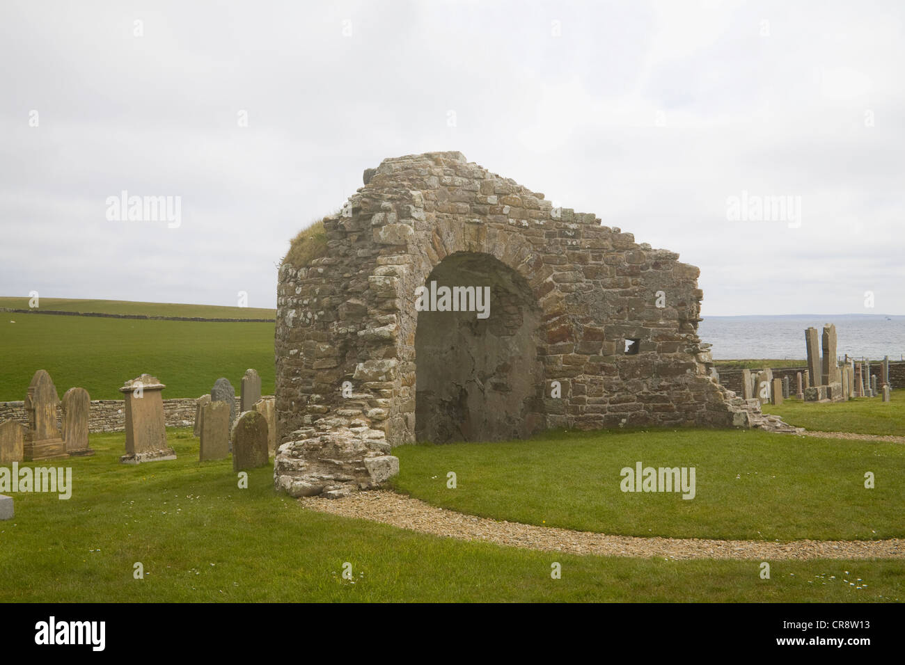 La Bu de l'Ouest Orcades France Partie de la colonisation scandinave à Orphir Round Kirk est seulement l'église médiévale circulaire 12thc Banque D'Images