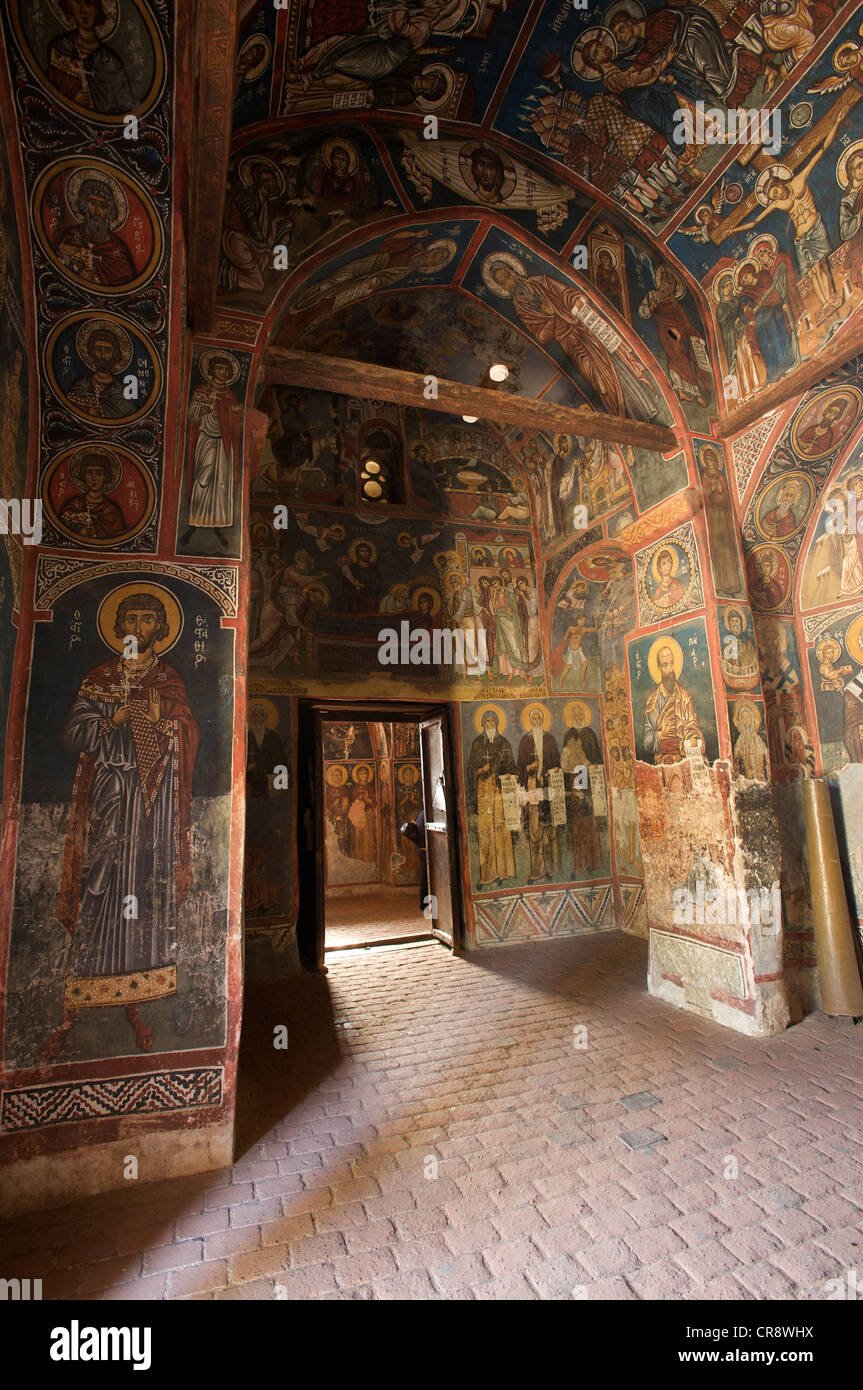 900 ans de peintures murales de l'église grecque orthodoxe église Panagia Phorbiotissa, Patrimoine Mondial de l'Église, Asinou Banque D'Images