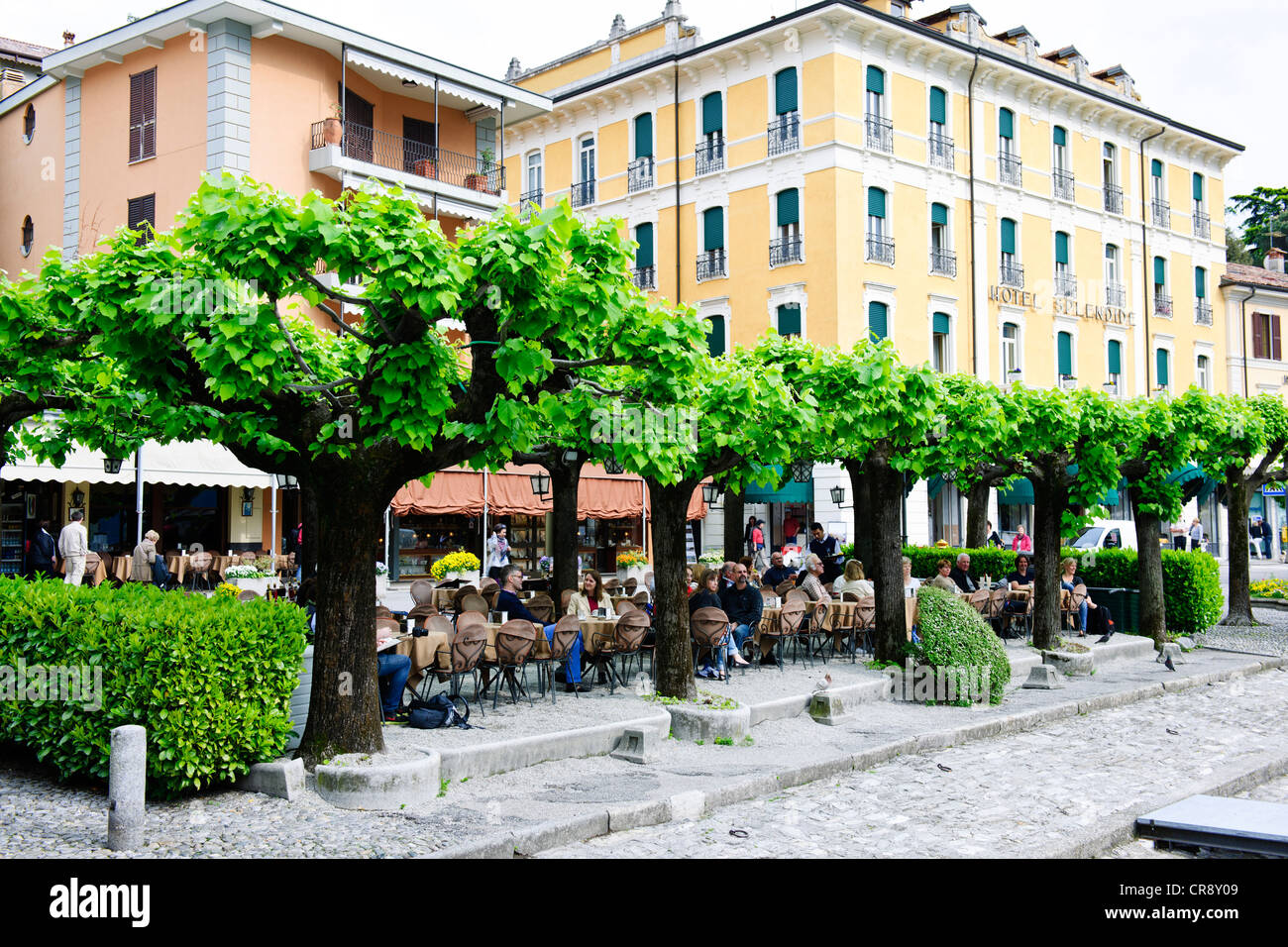 Bellagio,Traversée du lac,Hôtels,restaurants,à l'avant dans des ruelles,boutiques,vue sur le lac de Côme Lac,Jardins,Italien,Lacs,Italie Banque D'Images