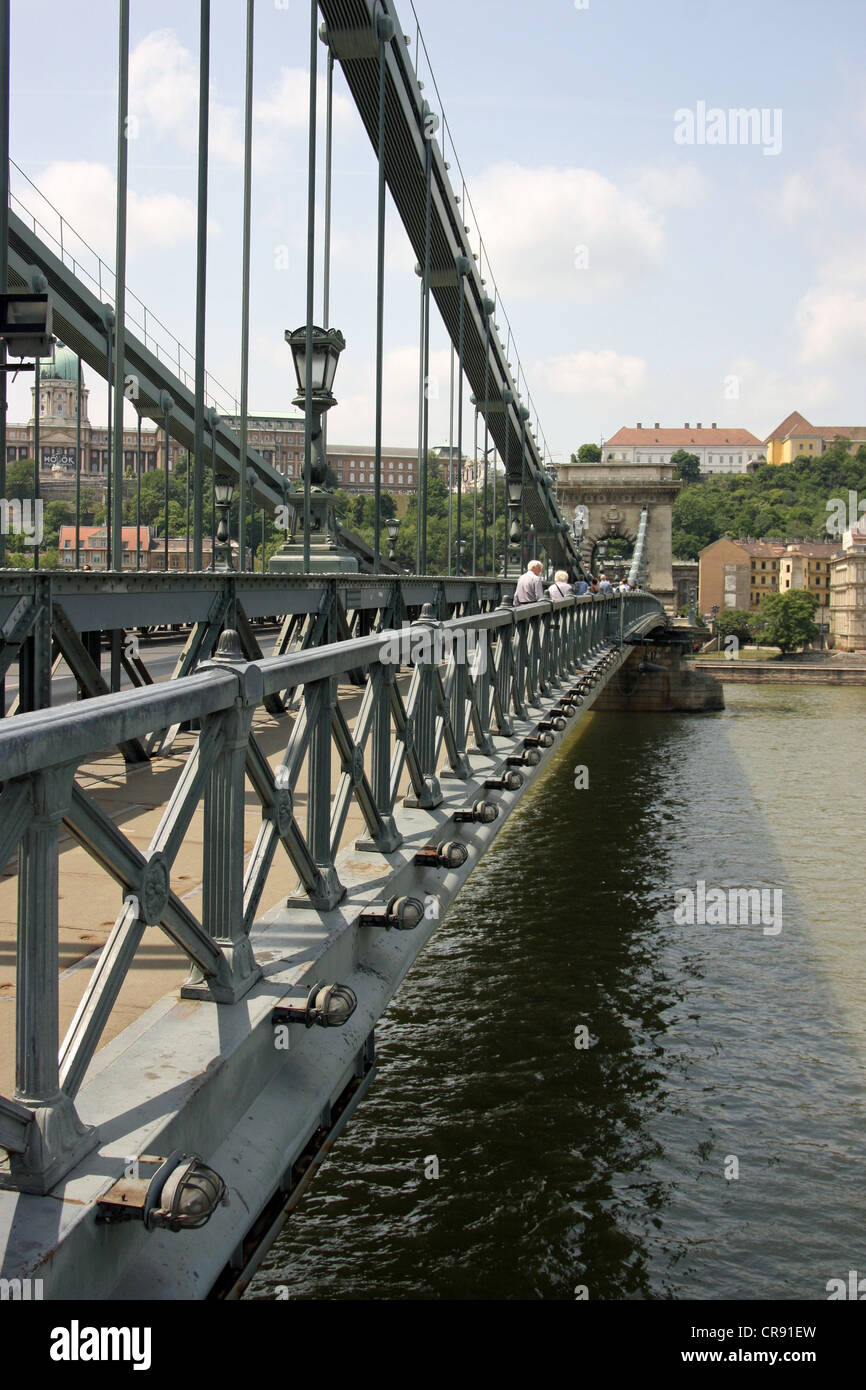 Pont des chaînes à Budapest, Hongrie Banque D'Images