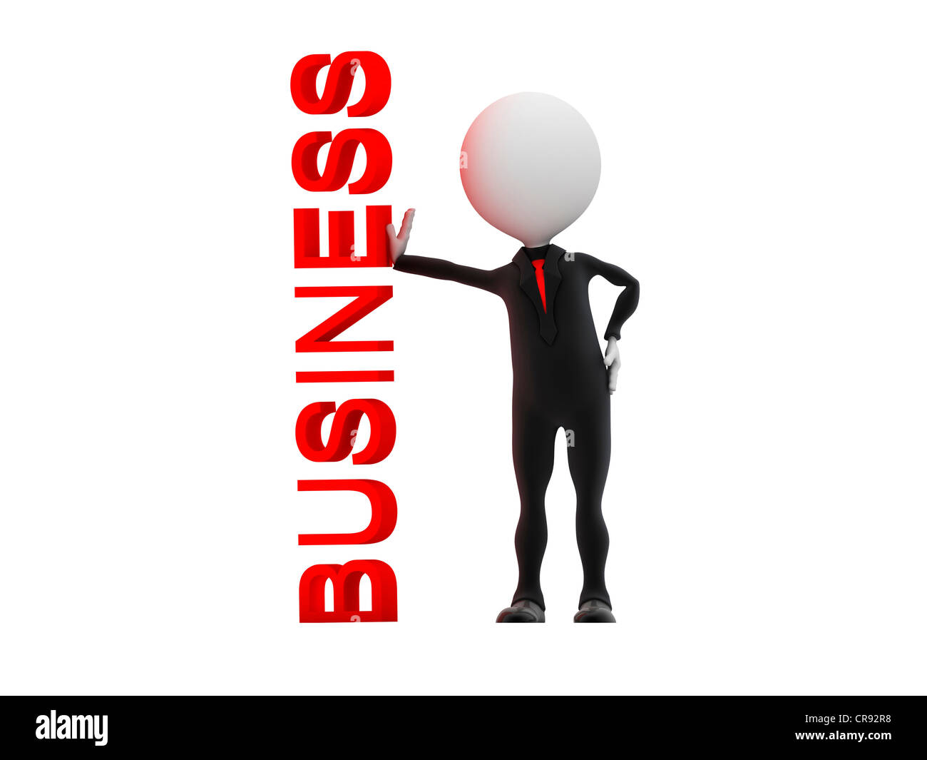 Man 3d business word sur tableau blanc Banque D'Images