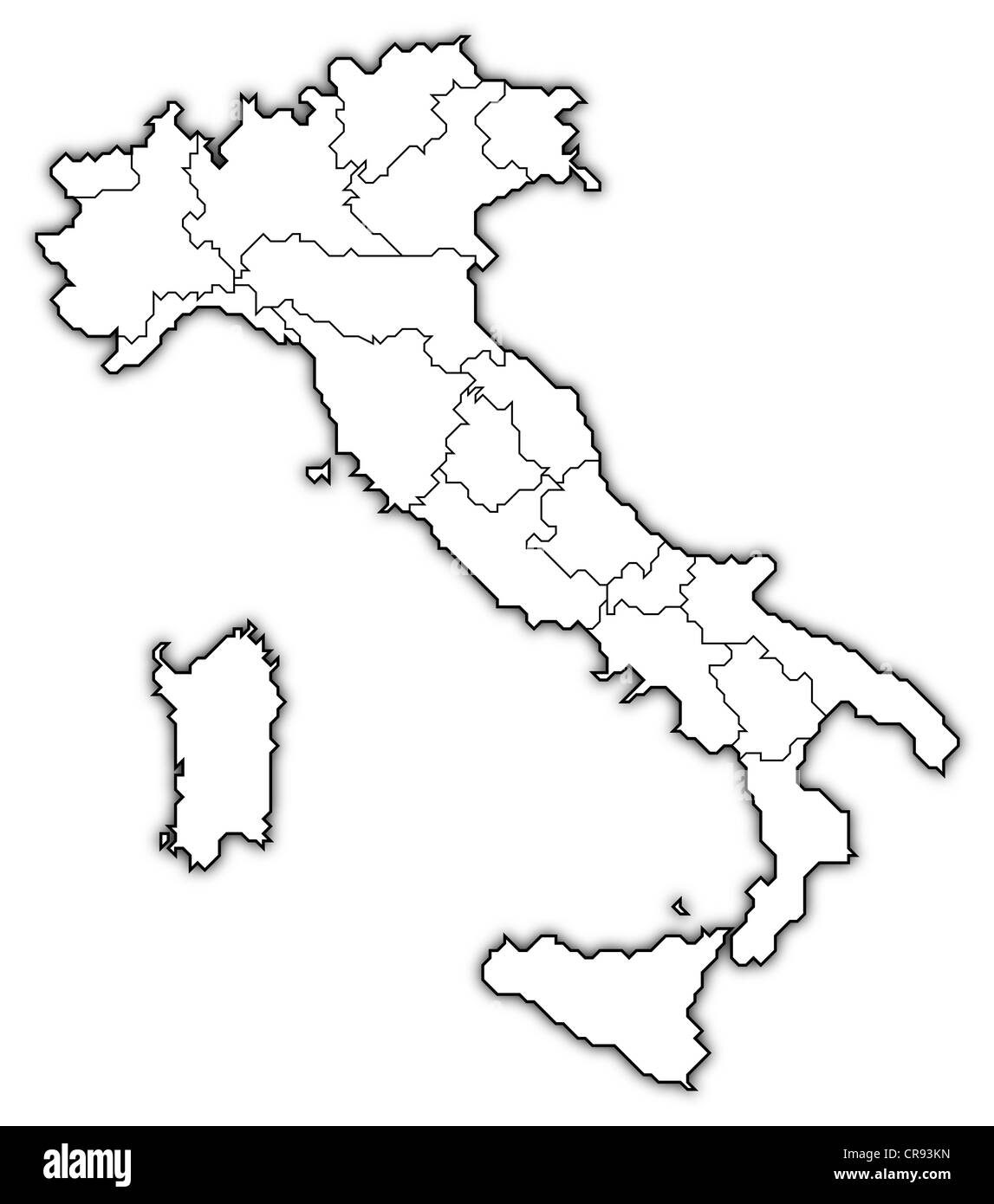 Carte politique de l'Italie avec les diverses régions. Banque D'Images