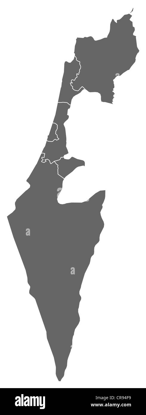 Carte Politique d'Israël avec l'plusieurs districts. Banque D'Images