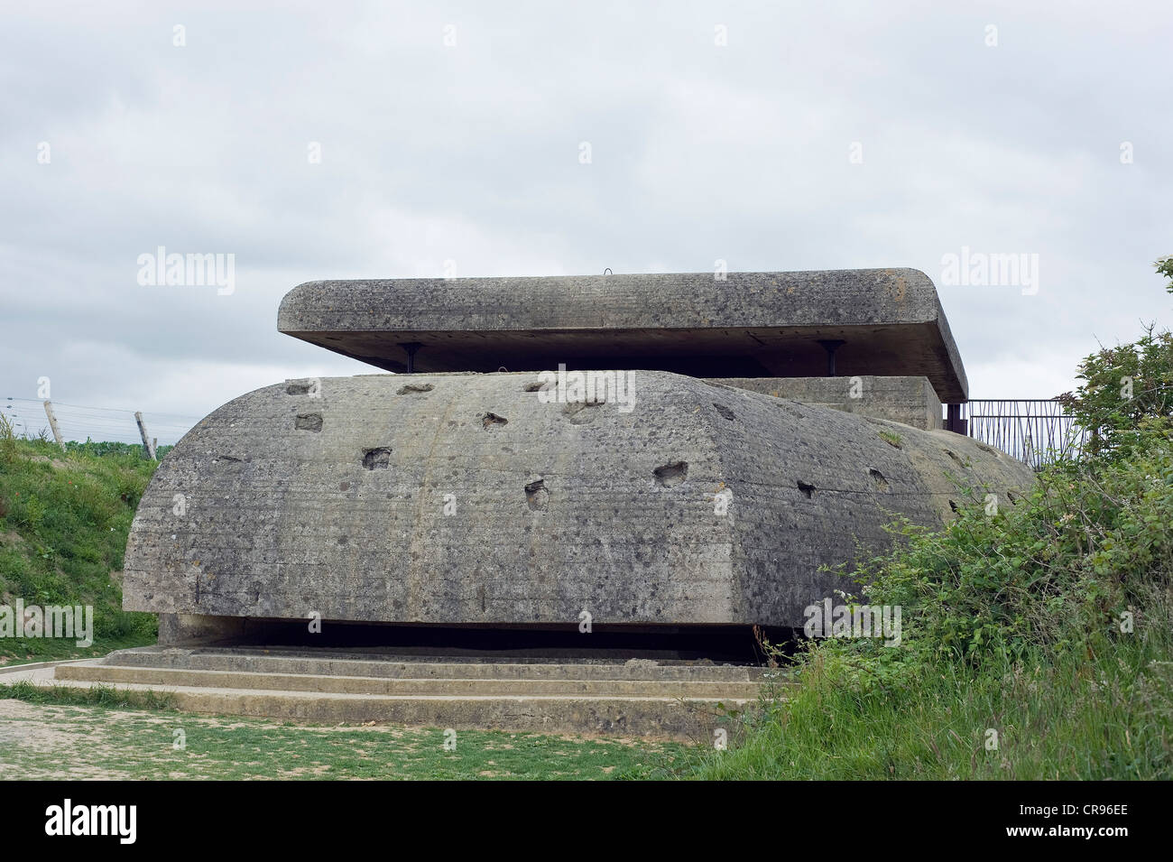 Mur de l'Atlantique, le jour J, le poste de commandement allemand, fire control station à longues sur mer, Normandie, France, Europe Banque D'Images