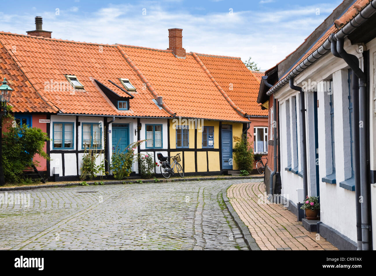 Maisons à pans de bois de Rønne, Bornholm, Danemark, Europe Banque D'Images