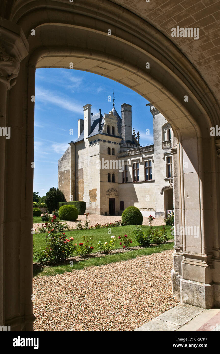 Château de Brézé château, construit en 1060, reconstruite au 16e et 19e siècle, l'un des châteaux de la Loire, près de Saumur Banque D'Images