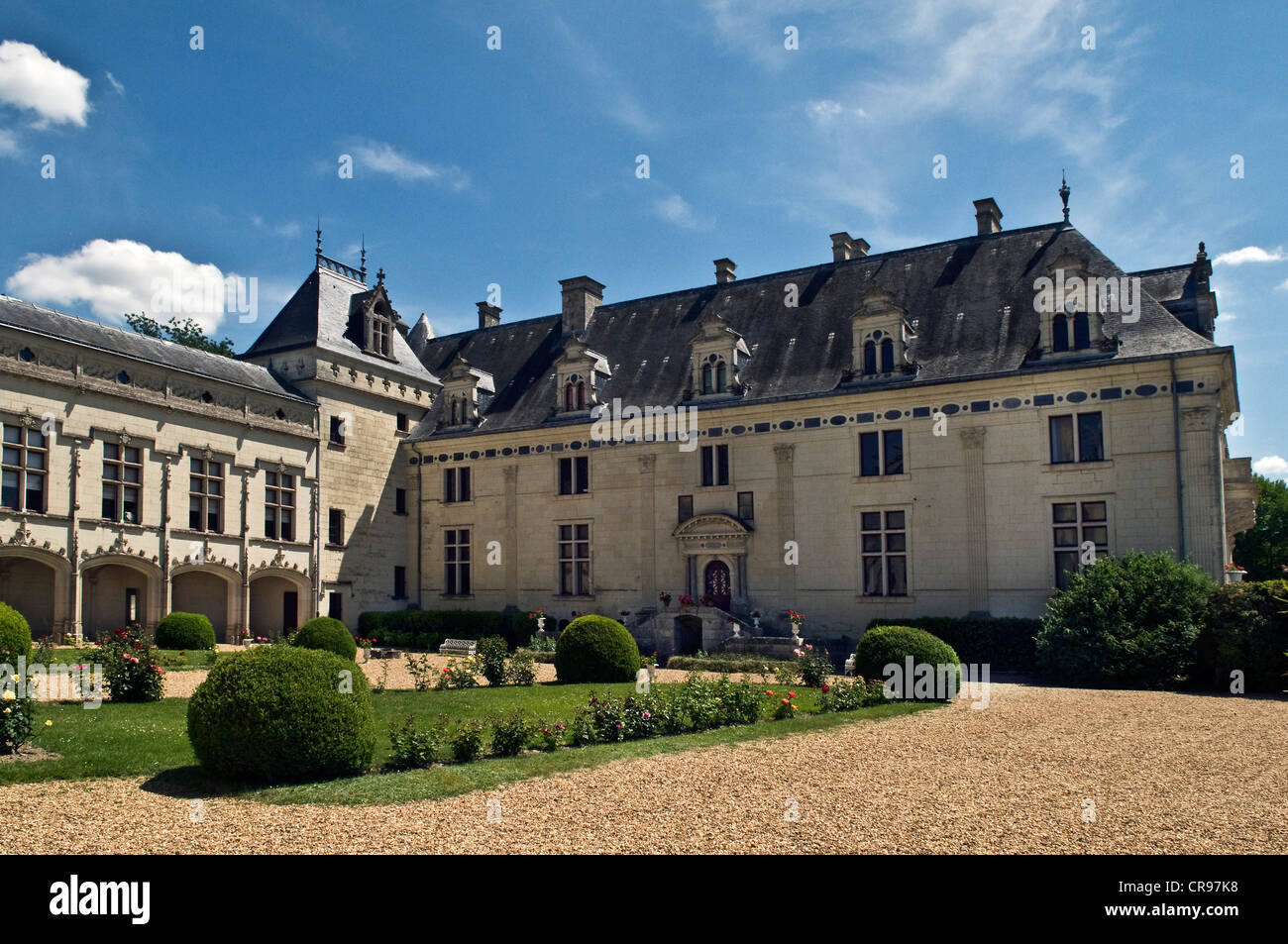 Château de Brézé château, construit en 1060, reconstruite au 16e et 19e siècle, l'un des châteaux de la Loire, près de Saumur Banque D'Images