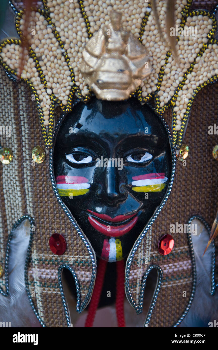 Masque au Festival Dinagyang, Ville d'Iloilo, Philippines Banque D'Images