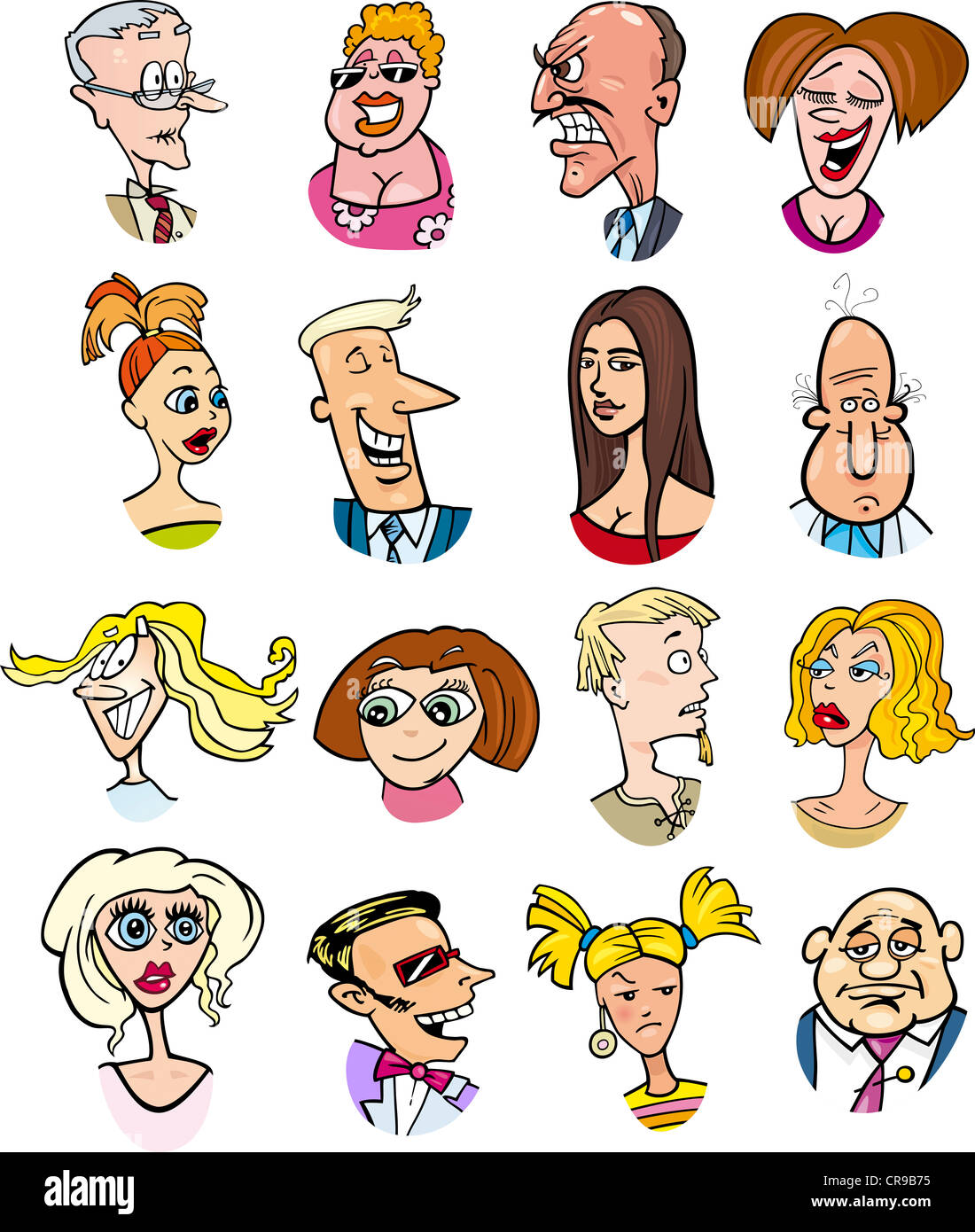 Cartoon illustration de différentes personnes et les émotions des personnages Banque D'Images