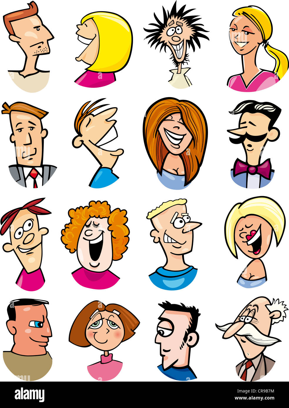 Cartoon illustration de différentes personnes et les émotions des personnages Banque D'Images