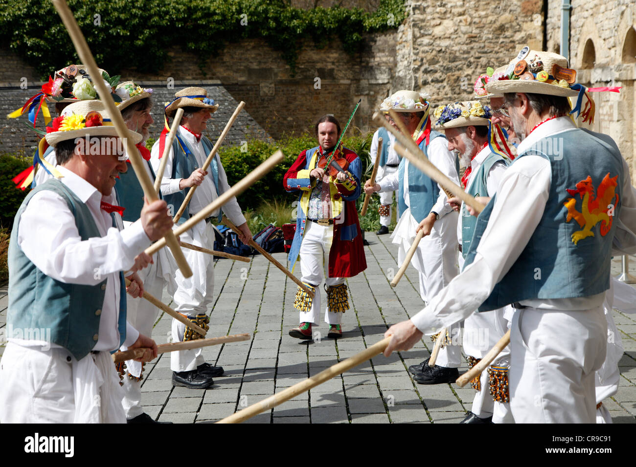 Festival de folklore, Morris Jig Danse, Morris Dance Group à Oxford, Oxfordshire, Royaume-Uni, Europe Banque D'Images