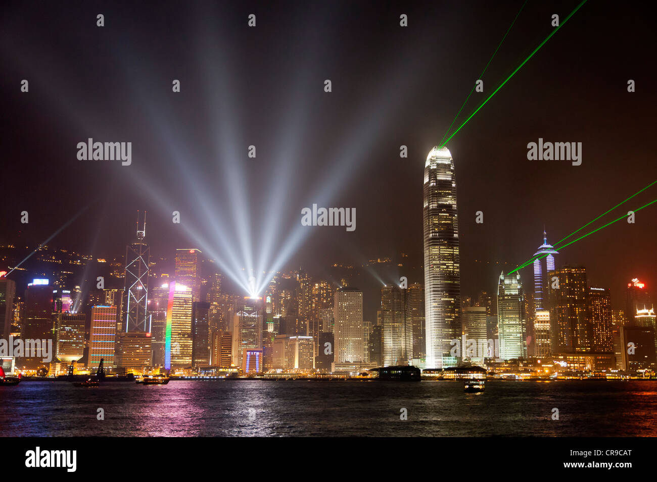 Show Laser dans le port de Victoria de Hong Kong 2 Banque D'Images