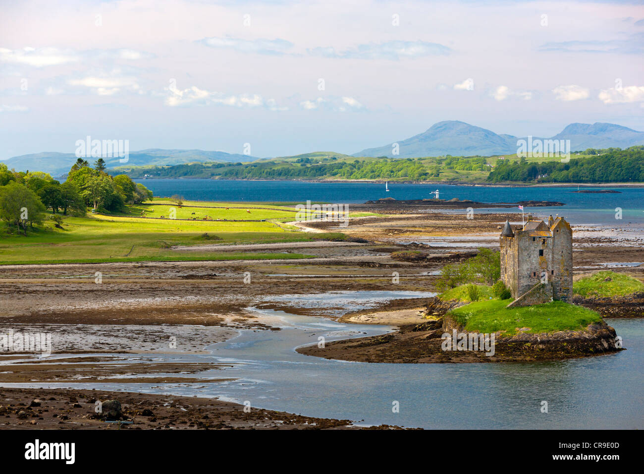 Château de Stalker une 15e siècle tower house, Loch Laich, Portnacroish, Portnacroish, Ecosse, Royaume-Uni, Europe Banque D'Images