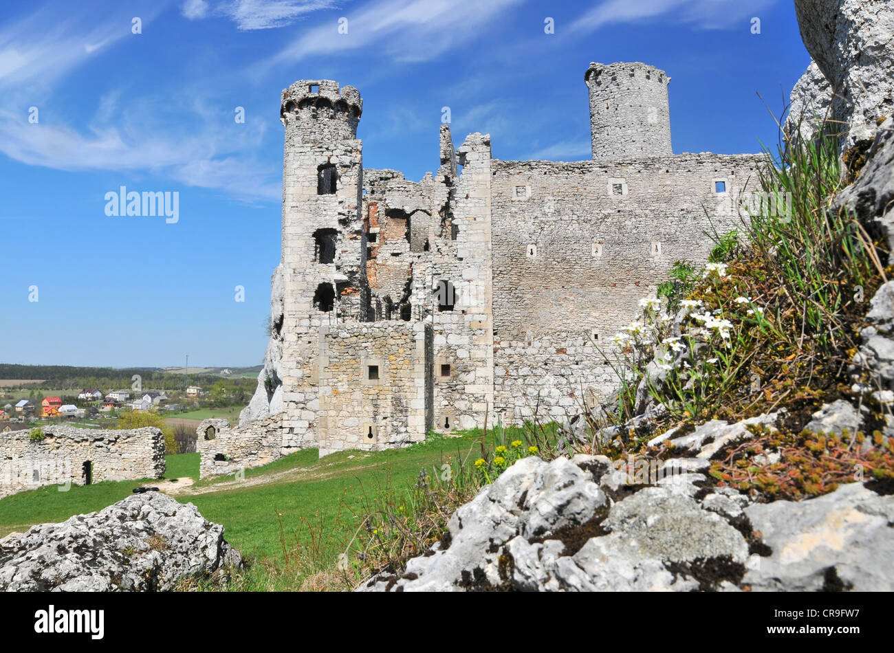 Ruines du château médiéval de Ogrodzieniec Pologne Banque D'Images