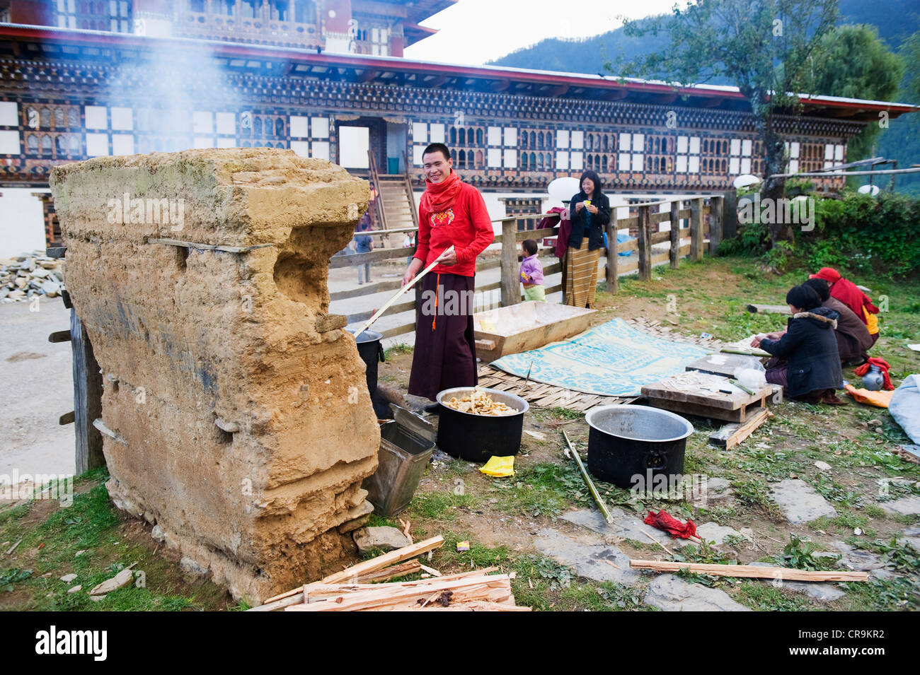Gangtey Gompa, Monastère de la vallée de Phobjikha, Bhoutan, Asie Banque D'Images