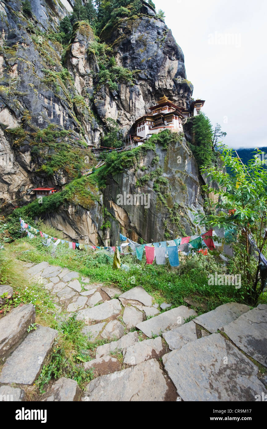Taktshang Goemba, Nid des tigres, vallée de Paro, Bhoutan, Asie Banque D'Images