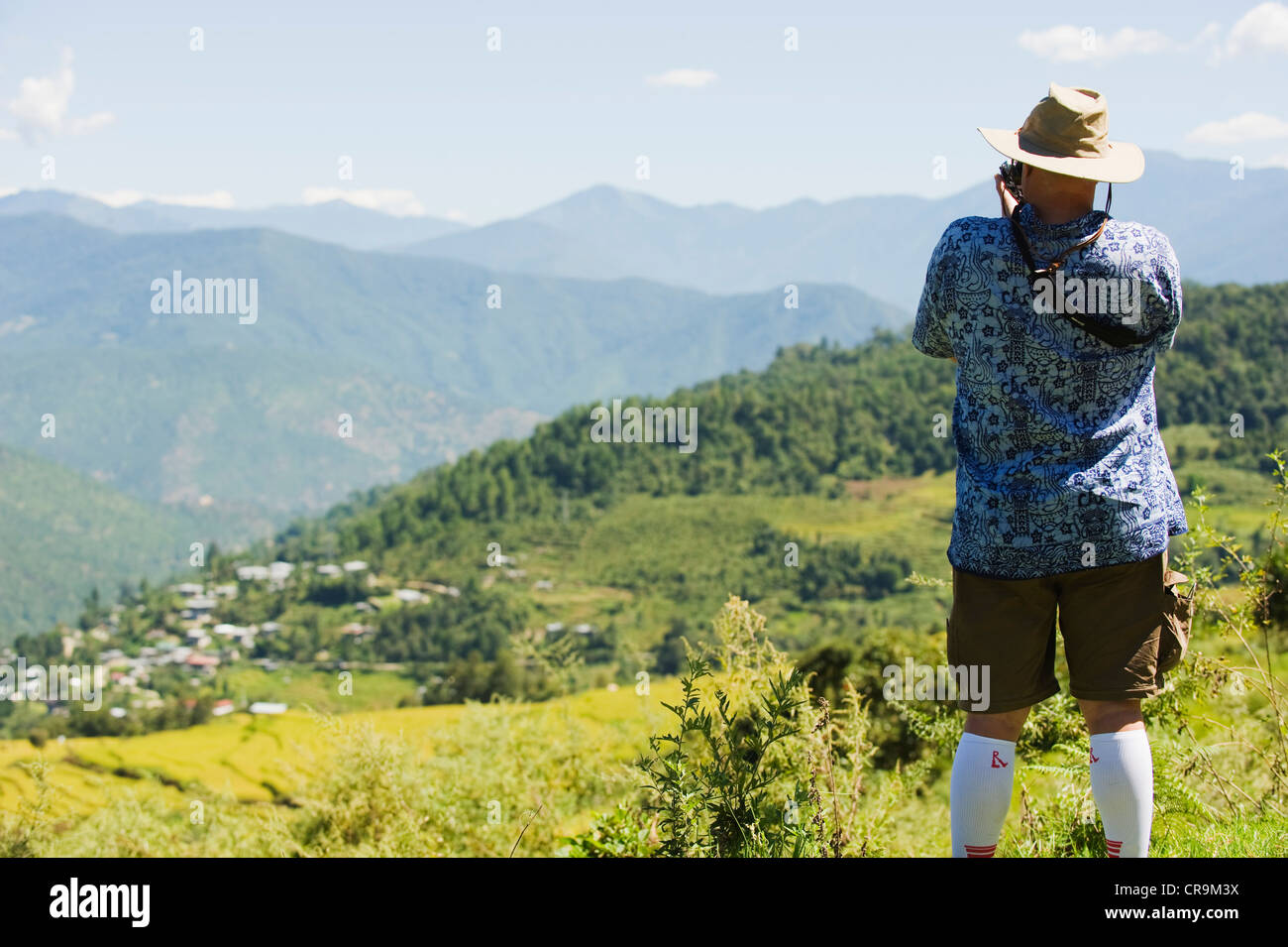 Prendre des photos de paysages touristiques, Bhoutan, Asie Banque D'Images