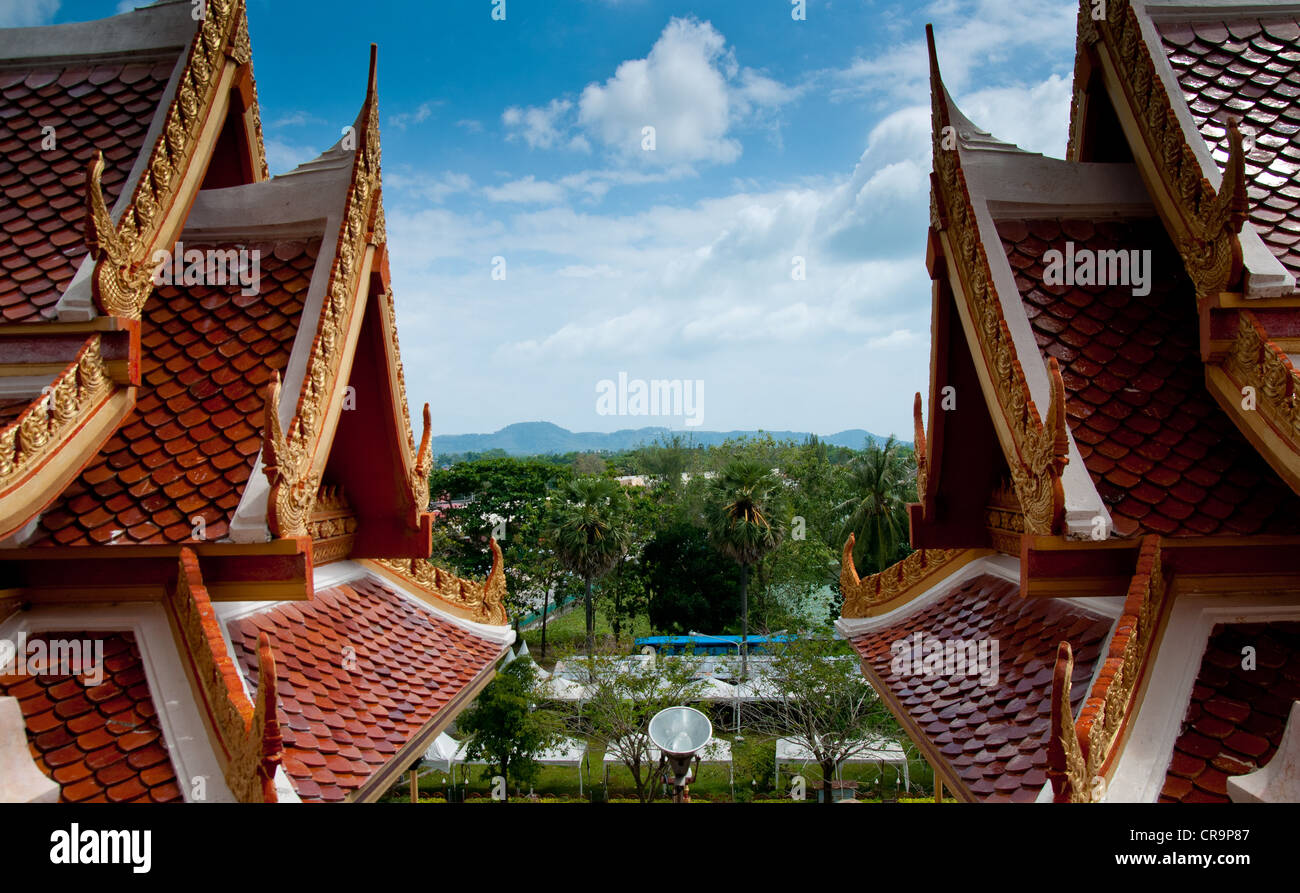 Plus important Mueang Chalong temple bouddhiste à Phuket, Thaïlande Banque D'Images