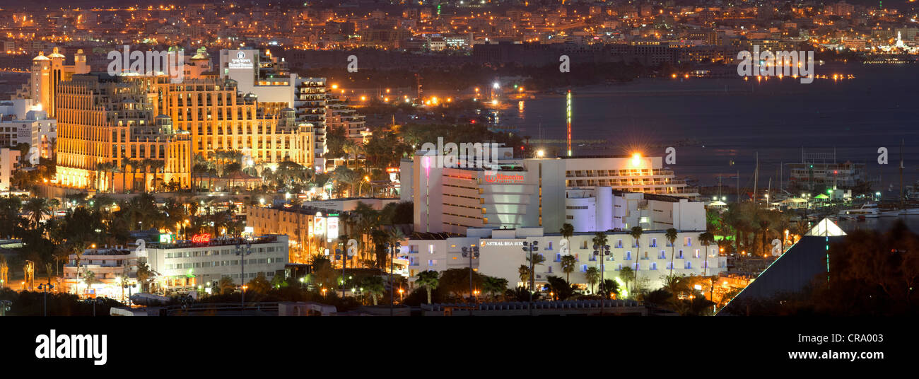 De l'hôtel la nuit, Eilat, Israël Banque D'Images