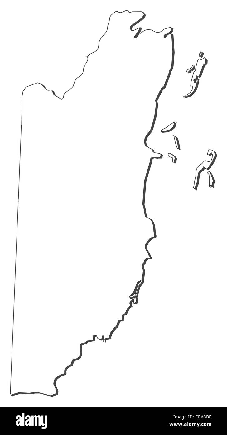 Carte politique du Belize avec les diverses provinces. Banque D'Images