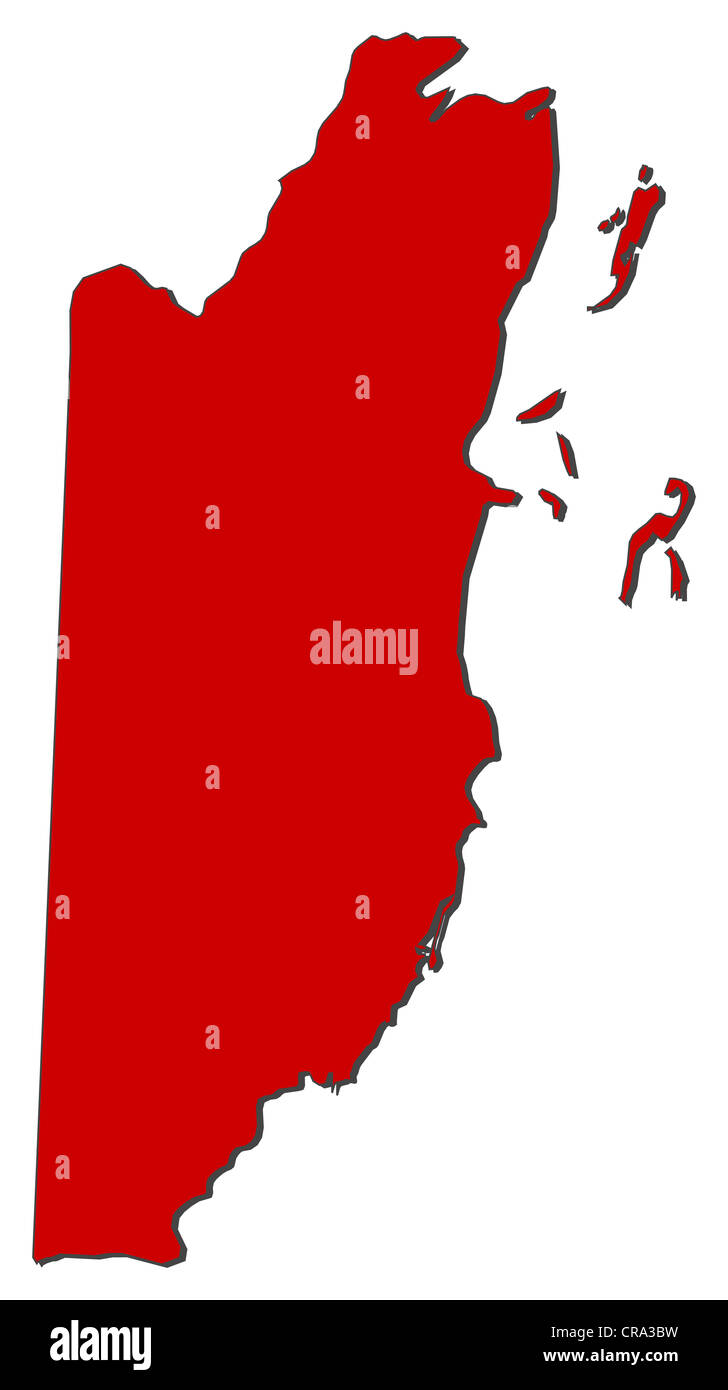 Carte politique du Belize avec les diverses provinces. Banque D'Images