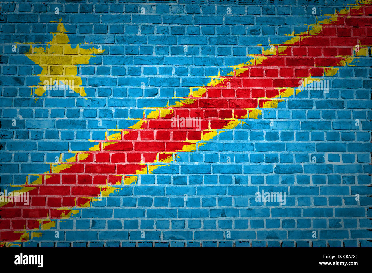 Une image de la Congo-Kinshasa pavillon peint sur un mur de briques dans une localisation urbaine Banque D'Images