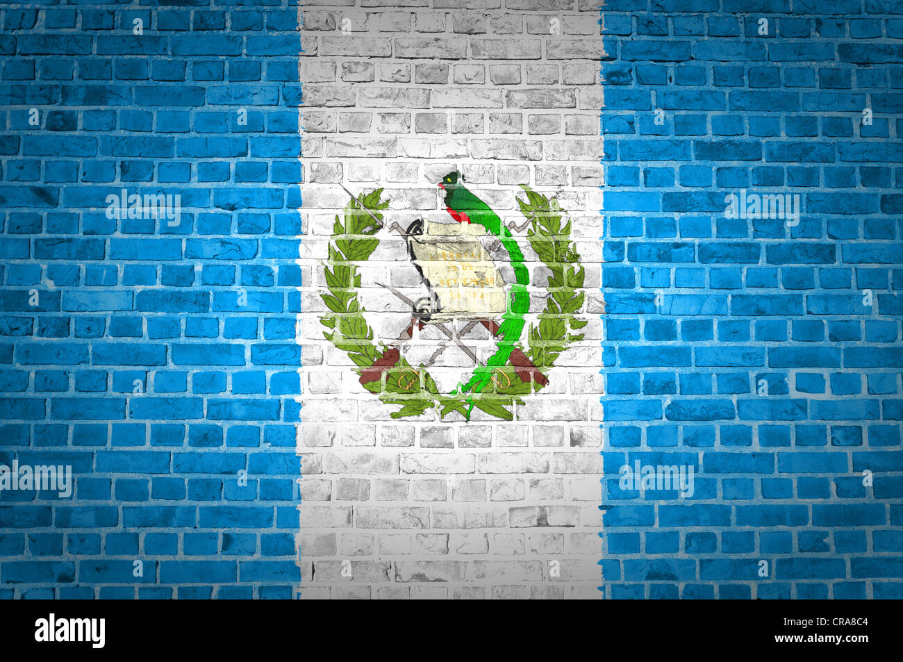 Une image de l'Guatemala drapeau peint sur un mur de briques dans une localisation urbaine Banque D'Images