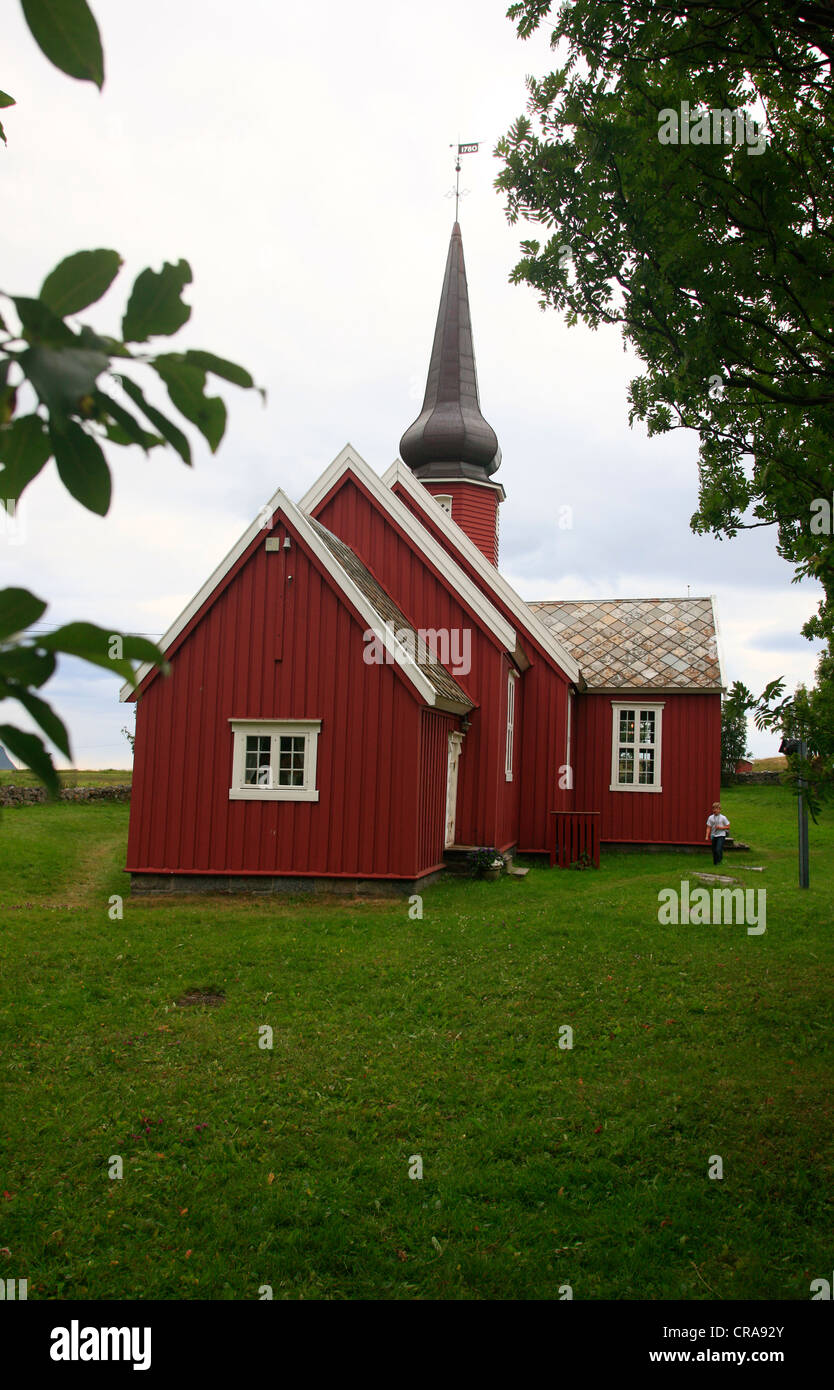 Flakstad Église, Flakstadoy, Lofoten, Norway, Scandinavia, Europe Banque D'Images
