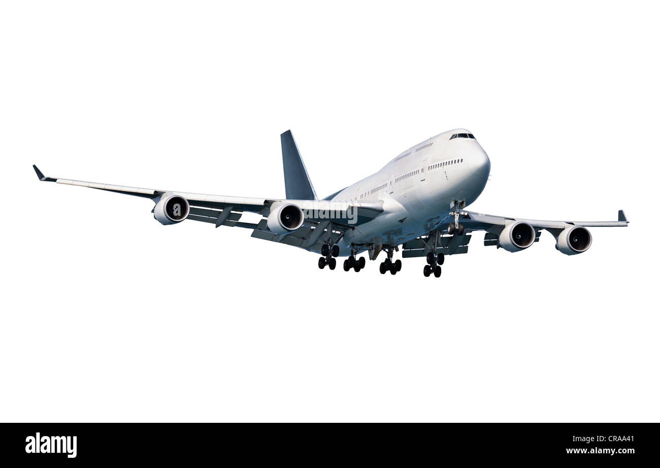 Avion de passagers moderne isolé sur fond blanc Banque D'Images