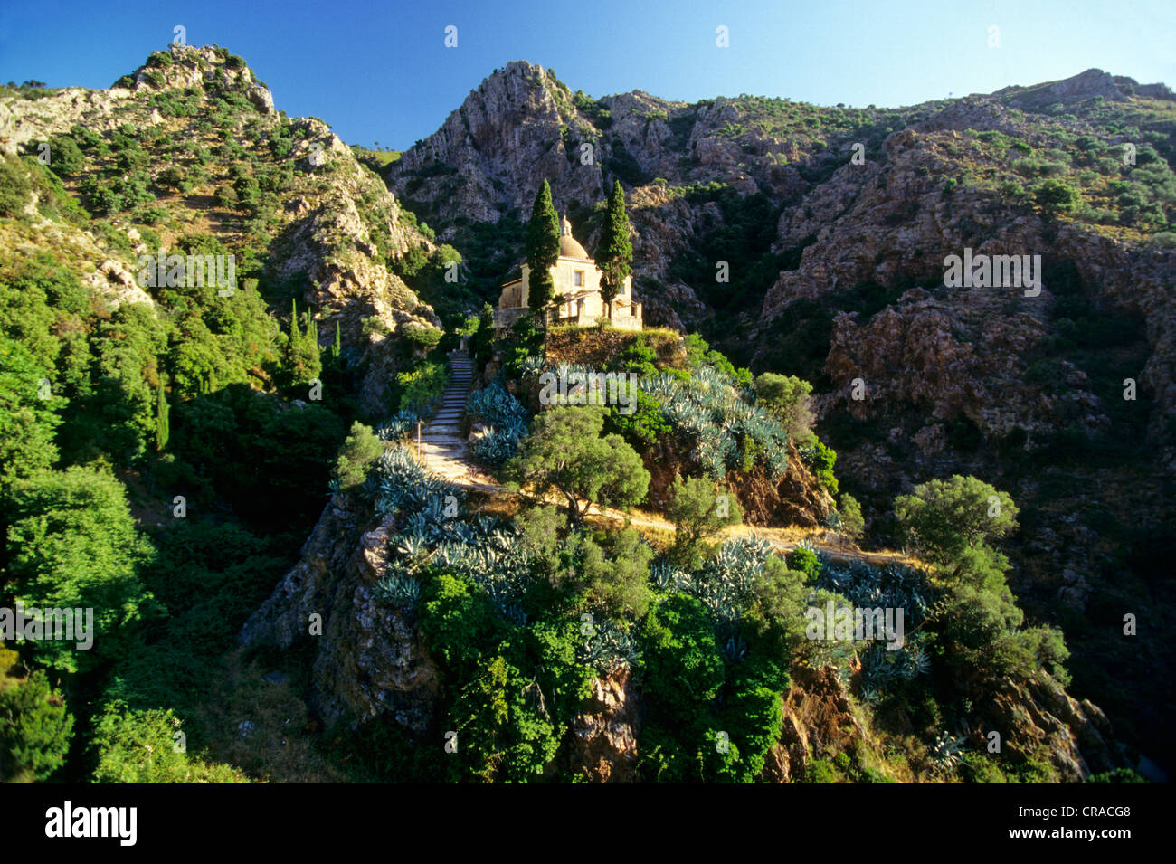 L''église de pèlerinage Madonna di Montserrat, hill, Ile d'Elbe, Toscane, Italie, Europe Banque D'Images