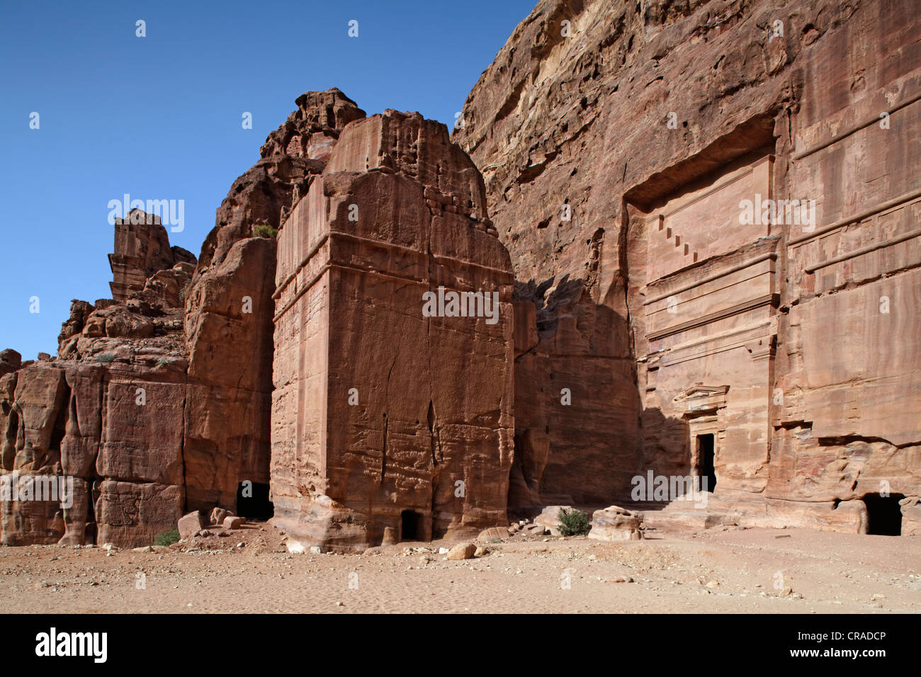 Rock Tombs, Pétra, capitale des Nabatéens, rock city, UNESCO World Hertage Site, Wadi Musa Banque D'Images