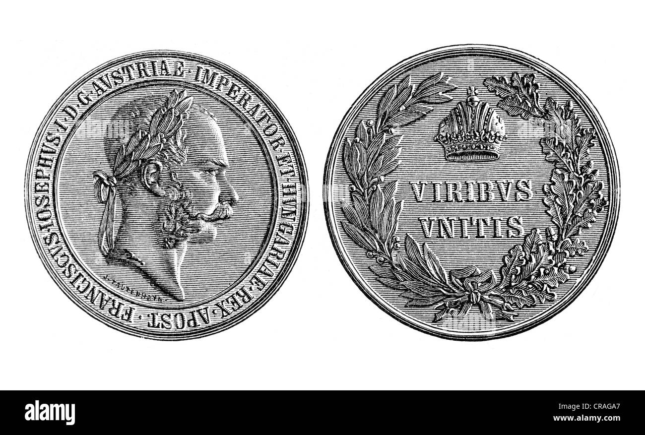 La médaille d'honneur, l'Autriche-Hongrie, de l'encyclopédie Meyers Konversationslexikon, 1897 Banque D'Images