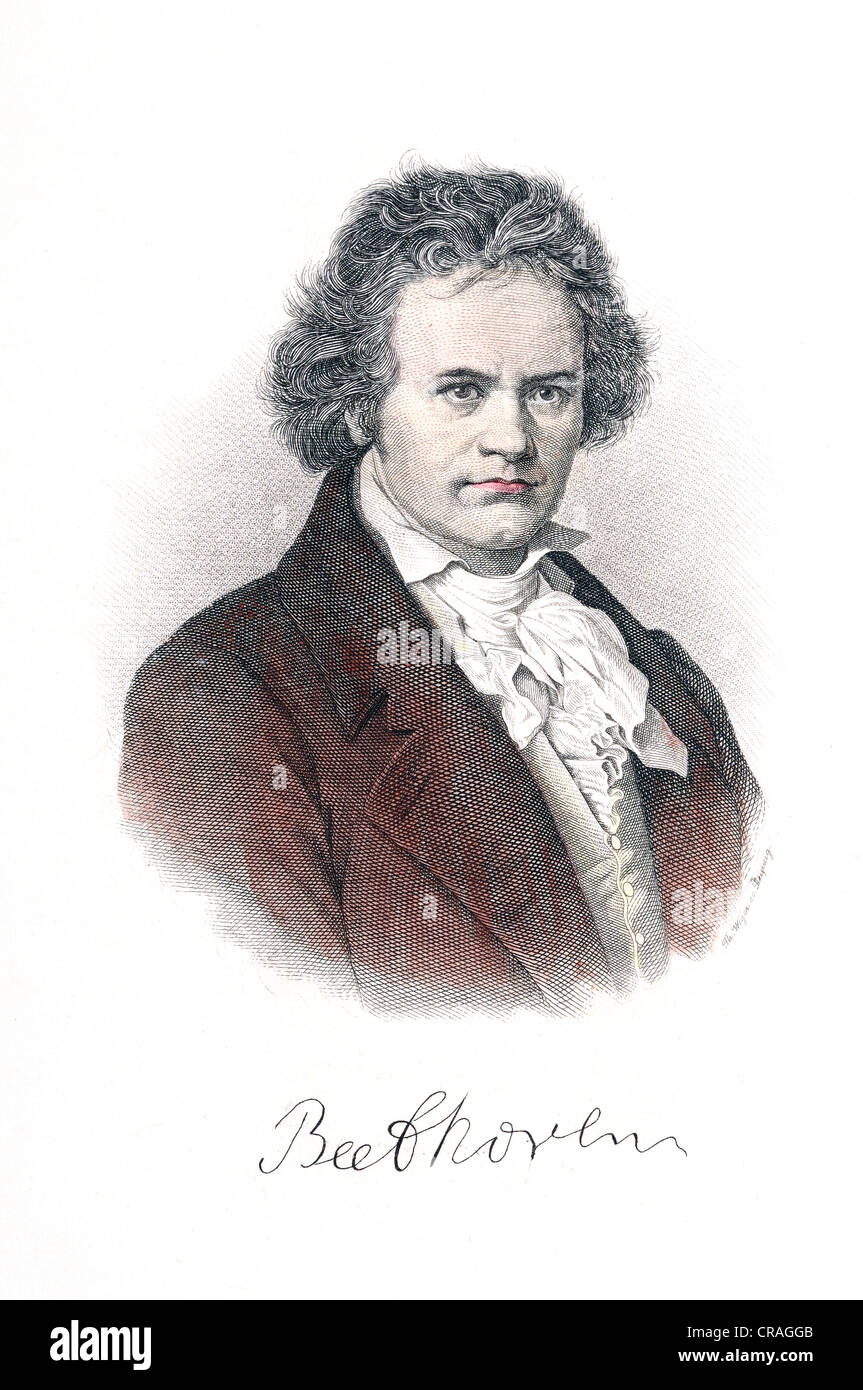 Ludwig van Beethoven, gravure historique, 1820 Banque D'Images