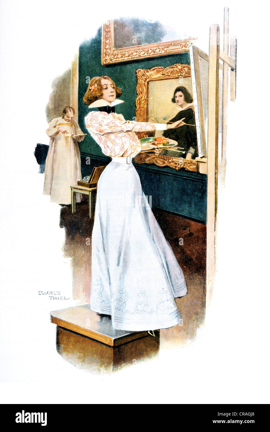 Copiste dans la galerie, figuratif, portrait historique de l'année réserver art moderne en bois gravés, 1908 Master Banque D'Images