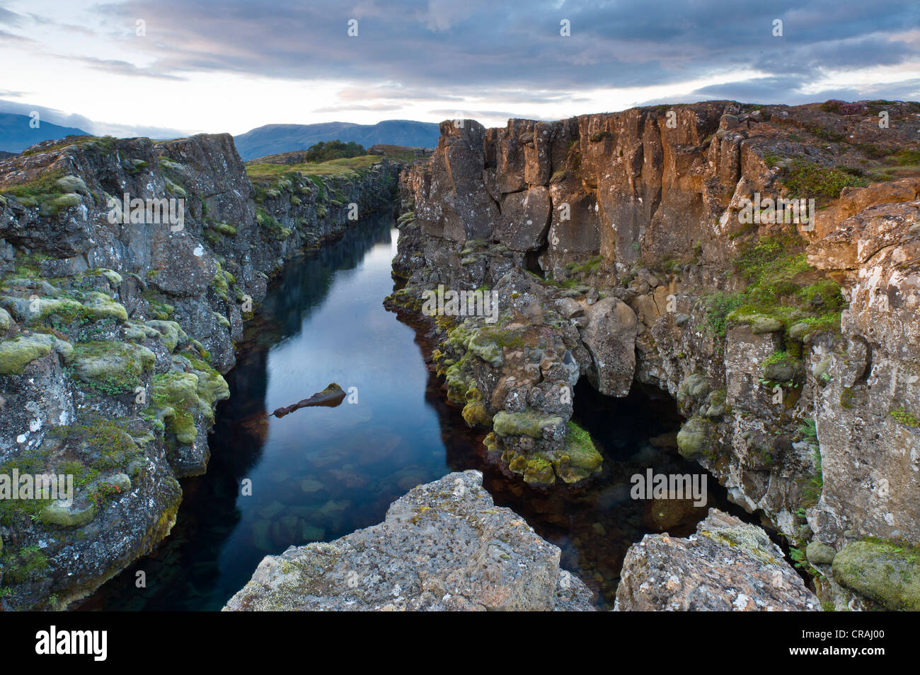 Thingvellir, la vallée du Rift, parc national de Þingvellir, Islande, Europe Banque D'Images