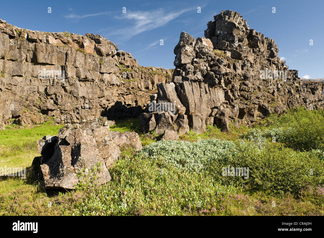 Thingvellir, la vallée du Rift, parc national de Þingvellir, Islande, Europe Banque D'Images