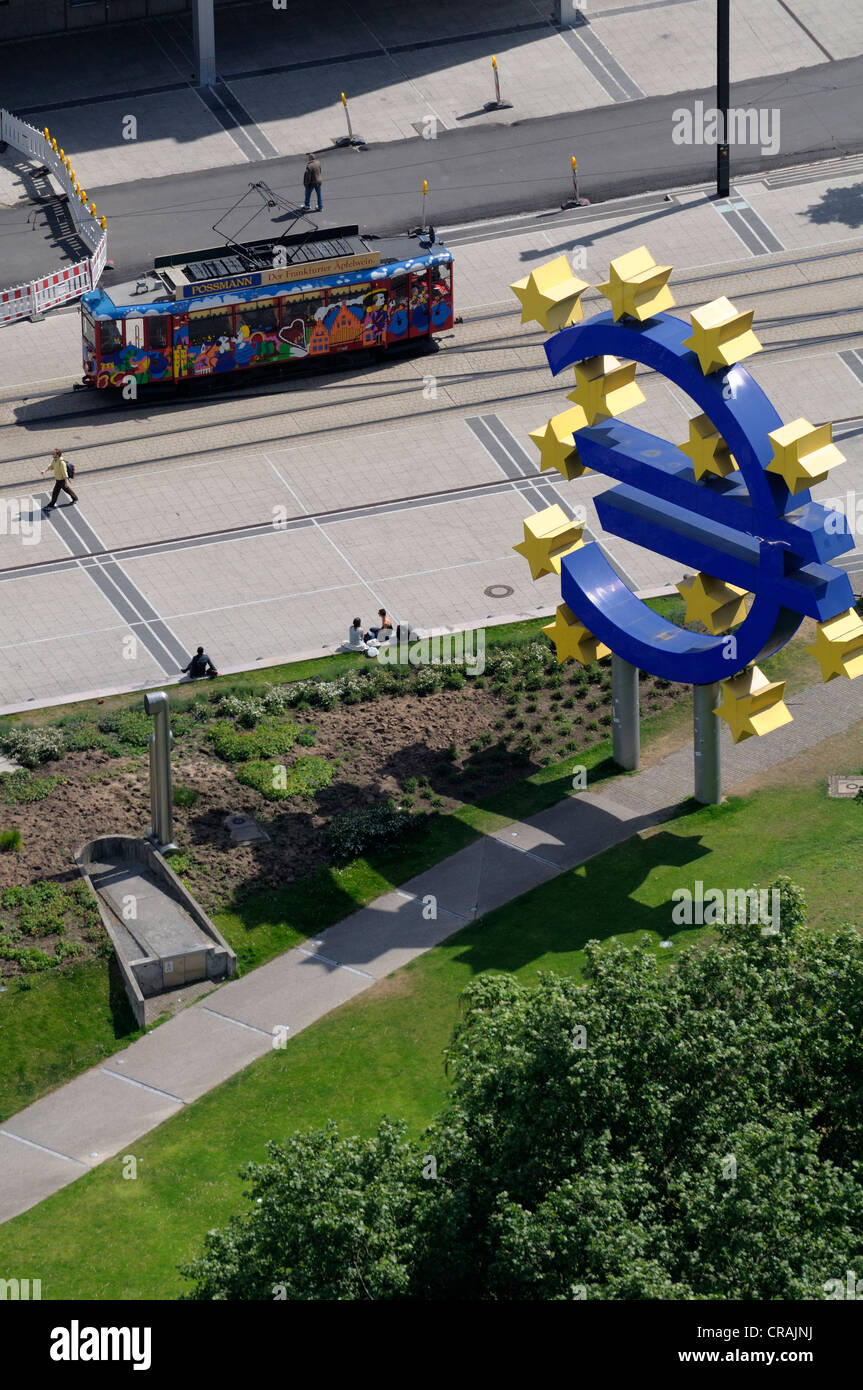 Symbole de l'euro, symbole de l'euro, Apple Wine Express, Frankfurt am Main, Hesse, Germany, Europe Banque D'Images