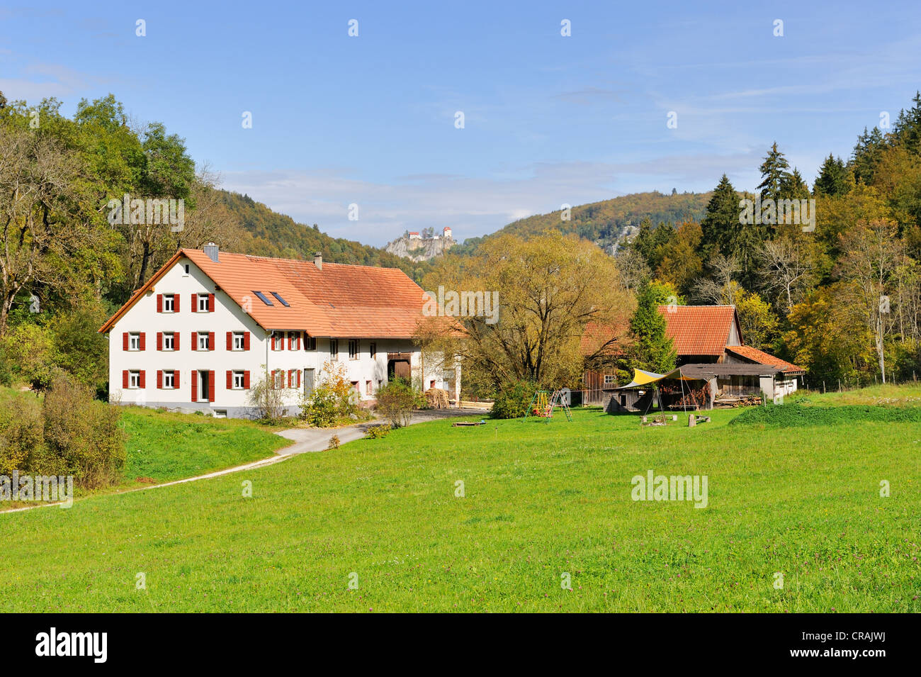 Corps de ferme, dans la haute vallée du Danube, Schloss Bronnen au dos, 038884, district de Bade-Wurtemberg, Allemagne, Europe Banque D'Images