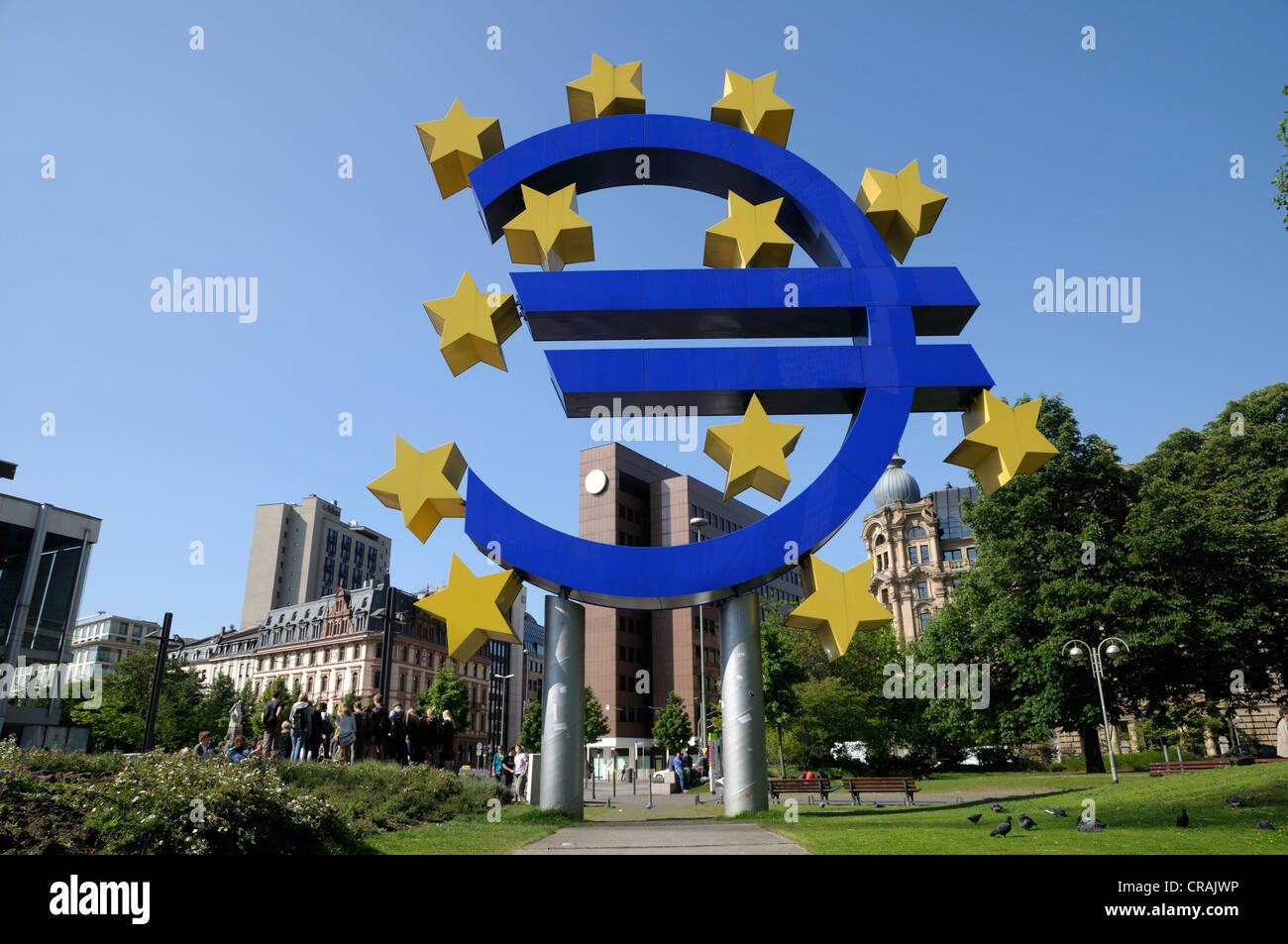 Symbole de l'euro, symbole de l'euro, Frankfurt am Main, Hesse, Germany, Europe Banque D'Images