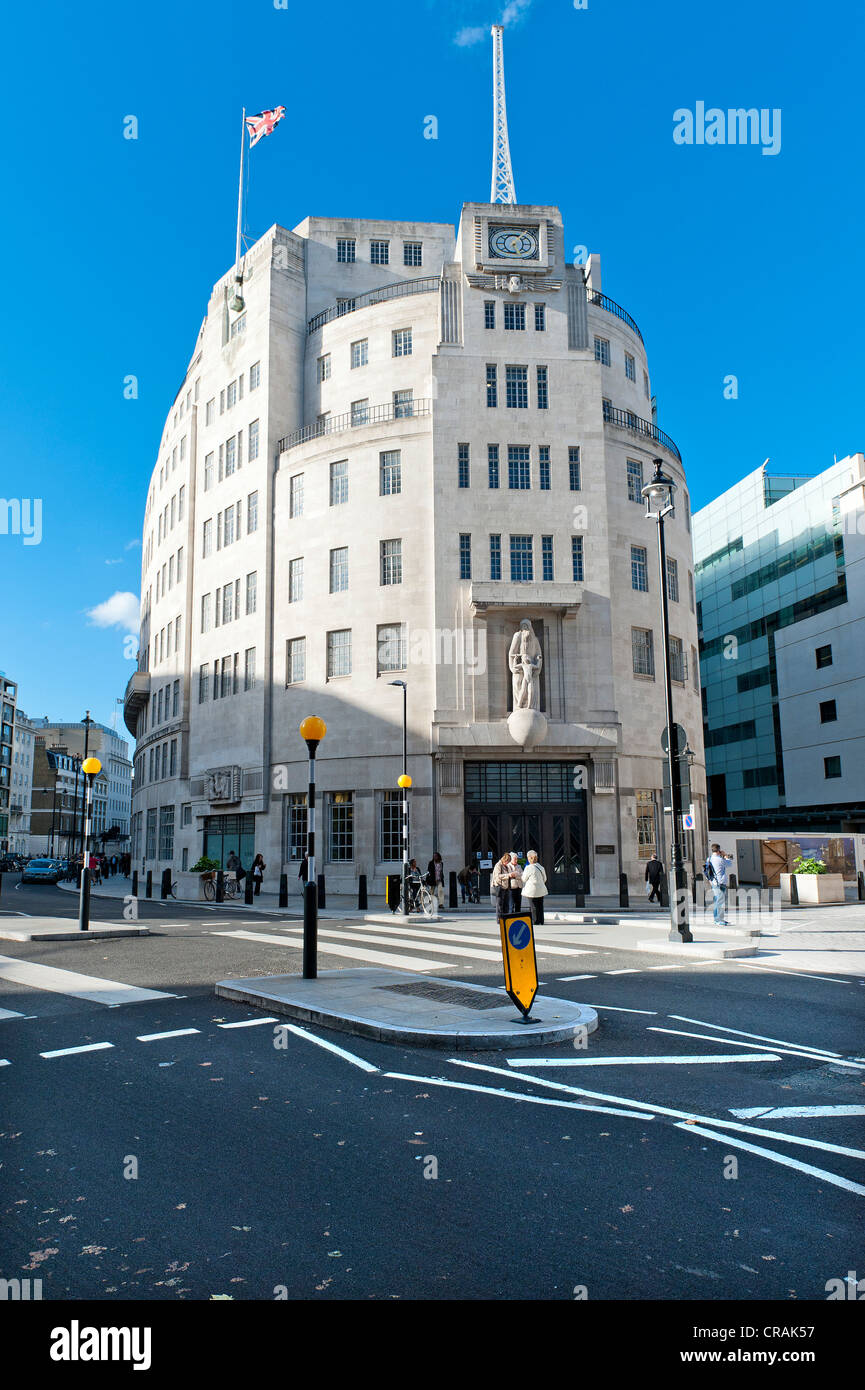 Bâtiment BBC, British Broadcasting Corporation, Portland Place, London, Angleterre, Royaume-Uni, Europe Banque D'Images